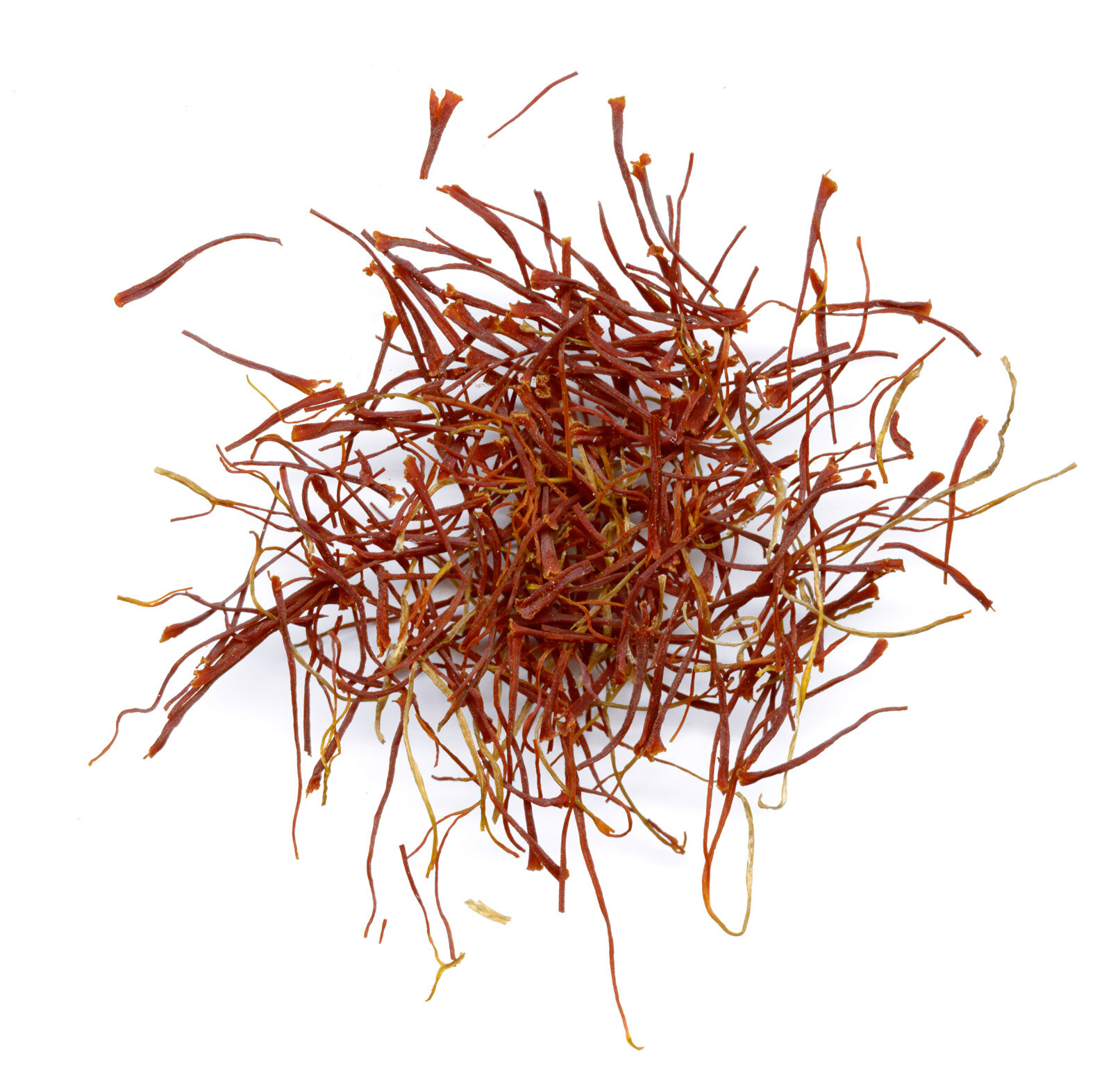 Close-up of tangled crimson saffron threads